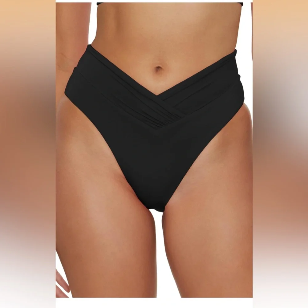 Весса High Waisted Shirred Bikini Bottom, Cheeky Coverage, L / 537 -6 - Picture 1 of 8